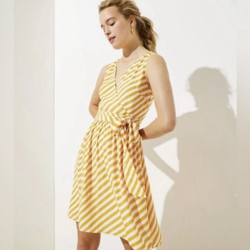 EUC! Yellow Striped Wrap Dress